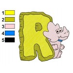 Alphabets R With The Flintstones Embroidery Design